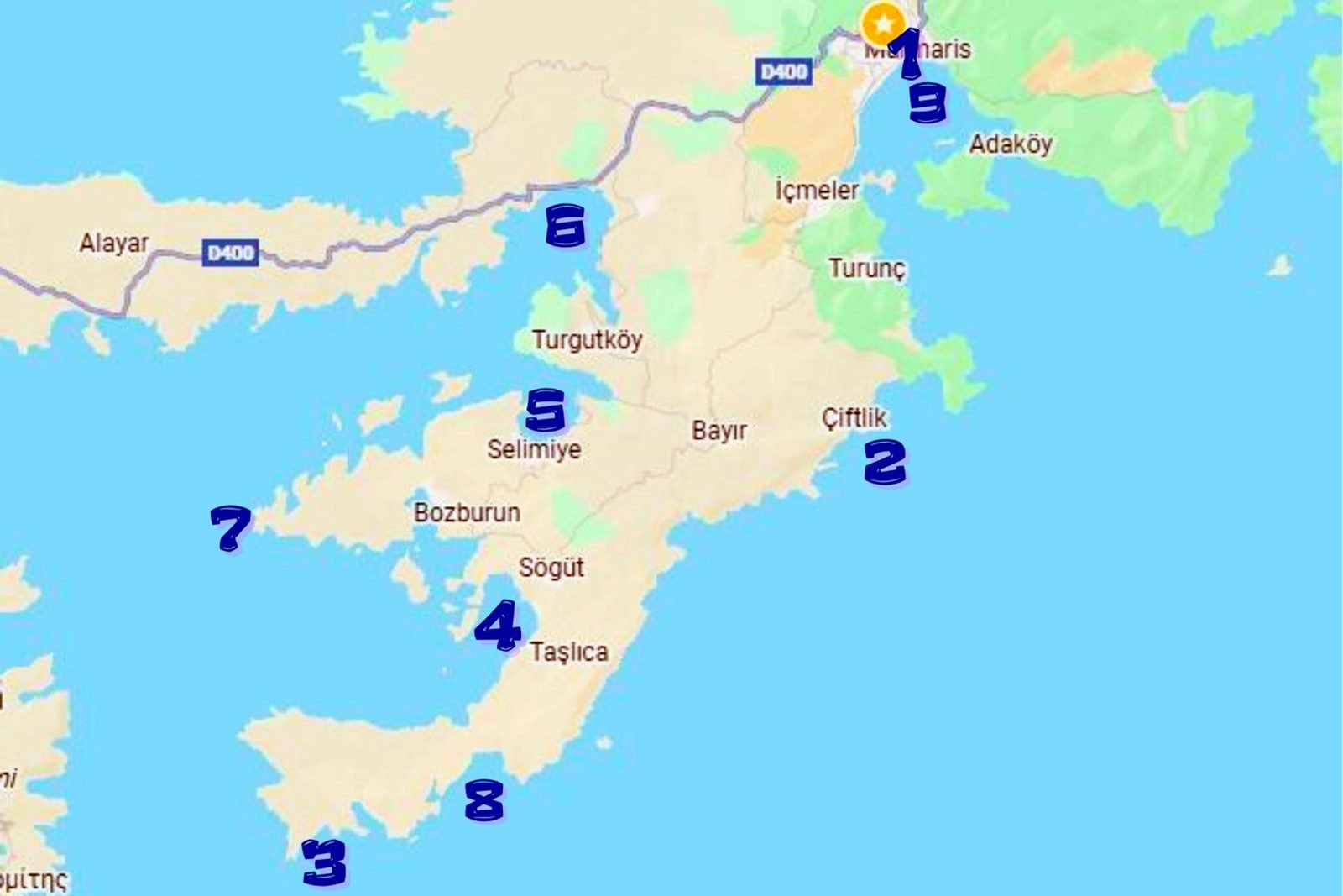 Marmaris – Selimiye Yelken Rotası (106 NM)