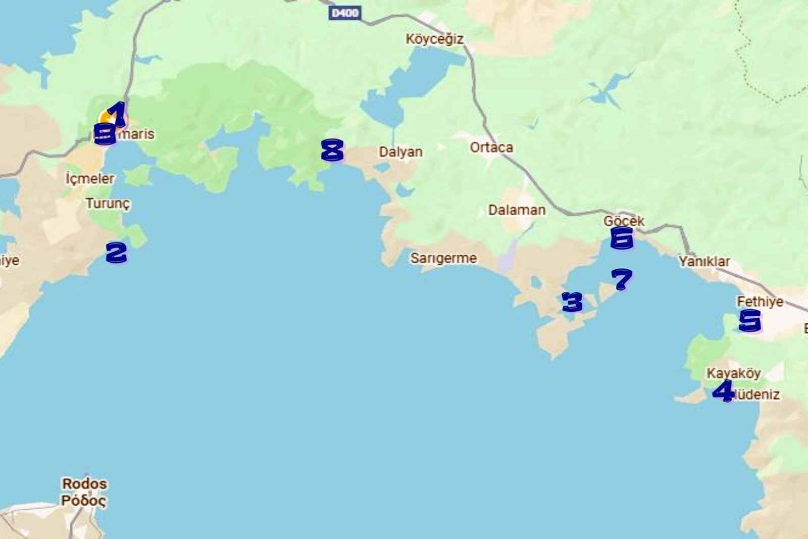 Marmaris – Göcek / Fethiye Yelken Rotası (139 NM)